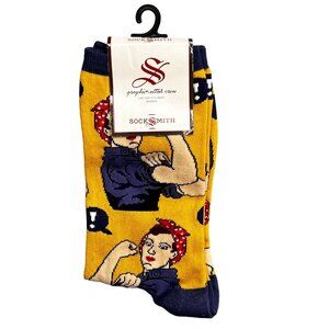 Sock Smith Rosie the Riveter Cotton Crew Novelty Pair One Size Women NWT